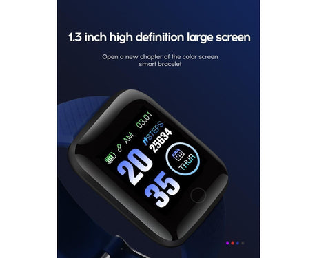 116Plus Sports Android IOS Bluetooth Touch Water Resistant Screen Fitness Tracker Smart Wrist Bracelet - Black
