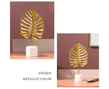 Iron Monstera Leaf Ornament Photo Prop Living Room Desktop TV Cabinet Decoration- S