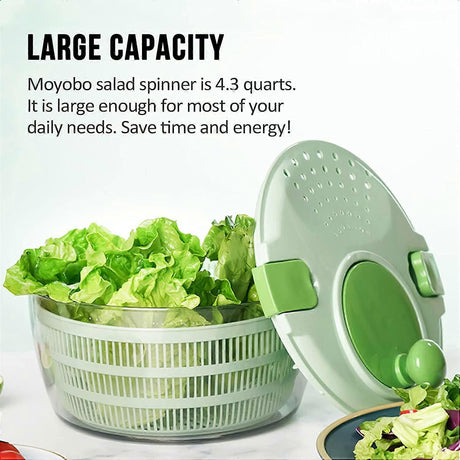 Salad Spinner 4.3Qt Quick Dryer for Lettuce, Fruits & Vegetables