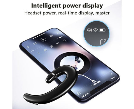 Ear Hook Wireless Headphones - Non Ear Plug - Single Ear Noise Cancelling Headset with Mic