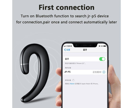 Ear Hook Wireless Headphones - Non Ear Plug - Single Ear Noise Cancelling Headset with Mic