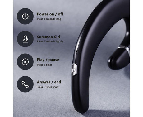 Ear Hook Wireless Headphones - Non Ear Plug - Single Ear Noise Cancelling Headset with Mic