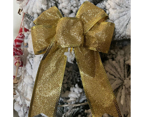 10Pcs Christmas Bows Party Supplies-Golden