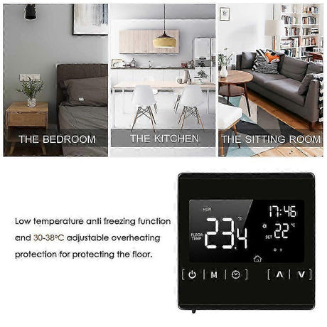 Smart LCD Touchscreen Thermostat Programmable Electric Floor Heating Temperature Controller