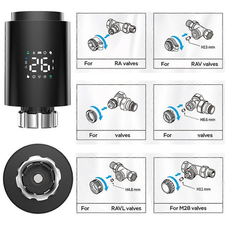 Smart Radiator Valve TRV Programmable Thermostatic Radiator Valve App Remote Control