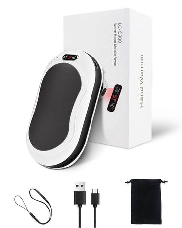 10000mAh Rechargeable Hand Warmer & Power Bank - 2-Sided Heating, Portable USB