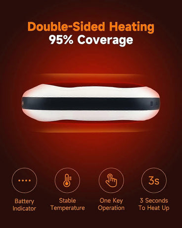 10000mAh Rechargeable Hand Warmer & Power Bank - 2-Sided Heating, Portable USB