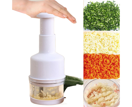 Garlic Grater Manual Multifunctional Stainless Steel Garlic Onion Food Chopper for Kitchen-White