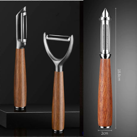 Universal Fruit & Vegetable Peeler - Extra Sharp Toothed Double Edge, Wooden Handle