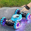 Remote Hand Control Watch Gesture Sensor Twist Car Toy USB charging Car Toy -Blue