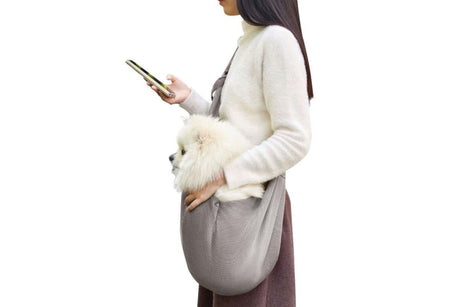 Breathable Dog Carrier Sling With Storage Pocket Pet Carrier Shoulder Pouch For Outdoor Travel -Gray