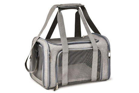 Portable Travel Bag Soft Crate Cage Cat Bag Animal Carriers for Pets -Grey