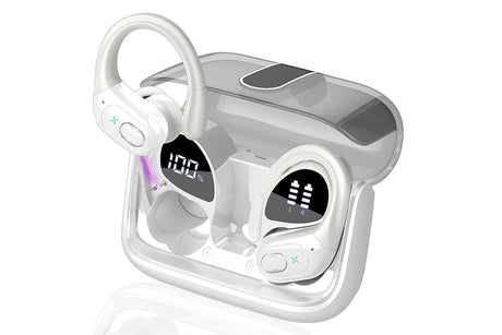 Wireless Bluetooth 5.4 Headphone Over Ear Bud IPX5 Waterproof Earphone for Sport Running - White