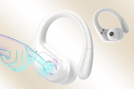 Wireless Bluetooth 5.4 Headphone Over Ear Bud IPX5 Waterproof Earphone for Sport Running - White