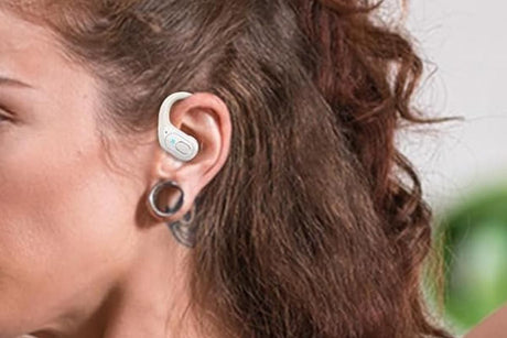 Wireless Bluetooth 5.4 Headphone Over Ear Bud IPX5 Waterproof Earphone for Sport Running - White