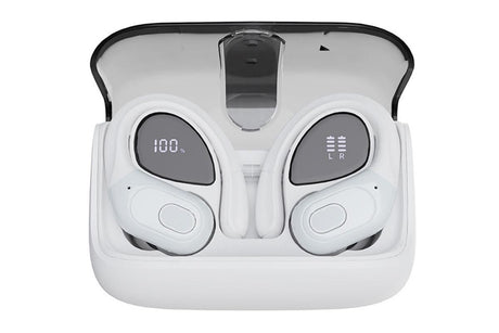 Wireless Bluetooth 5.4 Headphone Over Ear Bud IPX5 Waterproof Earphone for Sport Running - White
