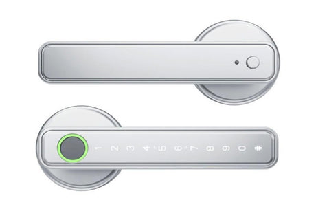 5 in 1 Smart Door Lock Fingerprint Door Knob with IC Cards and Backup Keys - Silver