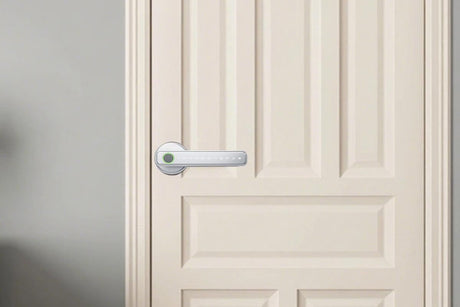 5 in 1 Smart Door Lock Fingerprint Door Knob with IC Cards and Backup Keys - Silver