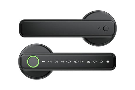 5 in 1 Smart Door Lock Fingerprint Door Knob with IC Cards and Backup Keys - Black