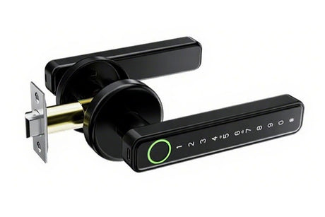 5 in 1 Smart Door Lock Fingerprint Door Knob with IC Cards and Backup Keys - Black