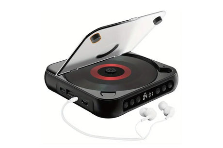 Portable CD Player Bluetooth 5.3 with HiFi Speakers Rechargeable Walkman Supports CD USB MP3 for Home - Black