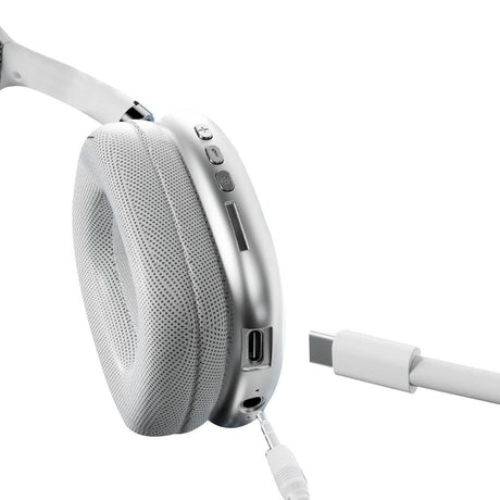 Wireless Bluetooth Over-Ear Headphones TWS Adjustable Earphones Headset Foldable Lightweight Headset for Home Office - White