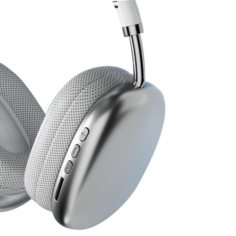 Wireless Bluetooth Over-Ear Headphones TWS Adjustable Earphones Headset Foldable Lightweight Headset for Home Office - White