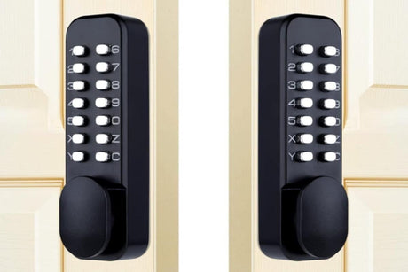 Gate Door Locks Set with Keypad Mechanical Keyless Entry Door Lock for Garden Garage Yard -Black