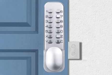 Gate Door Locks Set with Keypad Mechanical Keyless Entry Door Lock for Garden Garage Yard -Silver