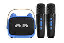 Mini Karaoke Machine Toys Gifts Portable MP3 Player with 2 Wireless Microphone - Blue