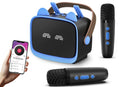 Mini Karaoke Machine Toys Gifts Portable MP3 Player with 2 Wireless Microphone - Blue