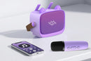 Mini Karaoke Machine Toys Gifts Portable MP3 Player with 2 Wireless Microphone - Purple