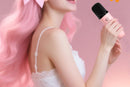 Mini Karaoke Machine Toys Gifts Portable MP3 Player with 2 Wireless Microphone - Pink