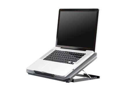 Laptop Cooling Pad Adjustable Height Cooling Stand with Adjustable Height 2 USB Ports Dual Turbine Fans - Silver
