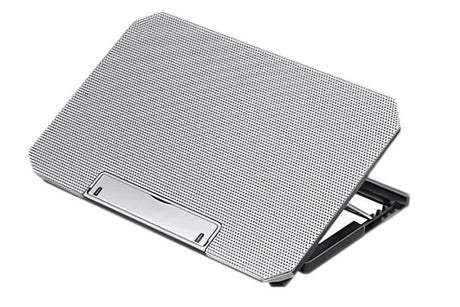 Laptop Cooling Pad Adjustable Height Cooling Stand with Adjustable Height 2 USB Ports Dual Turbine Fans - Silver