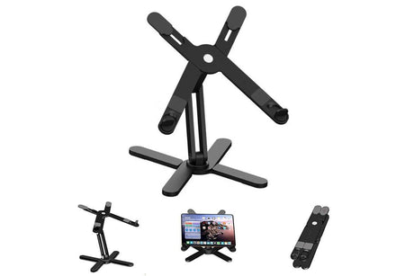 360 Degree Rotating Aluminum Laptop Stand Adjustable Desktop Holder for Notebook - Black