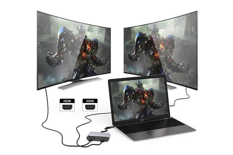 USB C to Dual HDMI Adapter 4K@30Hz Splitter for 2 Monitors Laptop