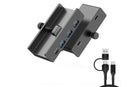 USB Hub 3.0 Aluminum 4-Port USB Adapter with 3 USB-A Data Ports for Monitors Desks - Black