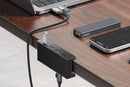 USB Hub 3.0 Aluminum 4-Port USB Adapter with 3 USB-A Data Ports for Monitors Desks - Black