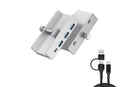 USB Hub 3.0 Aluminum 4-Port USB Adapter with 3 USB-A Data Ports for Monitors Desks - Silver