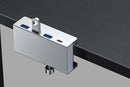 USB Hub 3.0 Aluminum 4-Port USB Adapter with 3 USB-A Data Ports for Monitors Desks - Silver