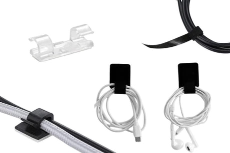 173Pcs Cable Management Organizer Kit Cable Sleeve Split with Self Adhesive Cable Clips Holder