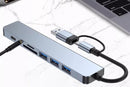 Multifunction Splitter Docking Hub 8 In 1 USB-C And USB-3.0 HUB Multiport Adapter for Laptop Tablet Devices