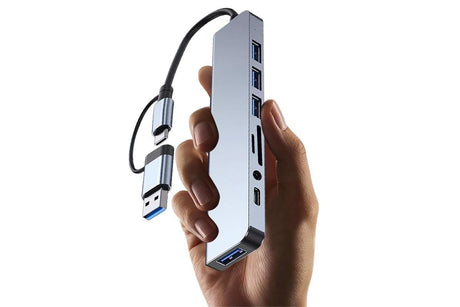 Multifunction Splitter Docking Hub 8 In 1 USB-C And USB-3.0 HUB Multiport Adapter for Laptop Tablet Devices