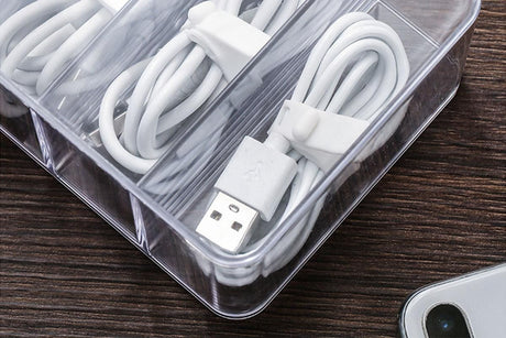 Cable Organizer Storage Box Desktop Power Cord Organizer with 7 Compartments for Office
