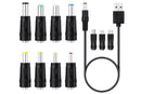 USB to DC 5V Charging Cable Power Cord 5.5x2.1mm with 11 Interchangeable Connectors