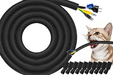 No Chew Cord Protector for Pets Bite Resistant Cable Sleeve for Cats Dogs Rabbits - S