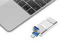 128GB Flash Drive 3 in 1 USB 3.0 Type C External Storage Device for iPhone iPad Android Phone and Computer - Silver