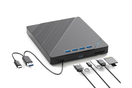7 in 1 External CD DVD Drive USB 3.0 Burner Writer with Card Reader for Laptop