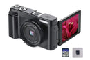 4K Digital Camera for Outdoor Photography With 32GB TF Card 180 Degree Flip Screen 16X Zoom 48MP Autofocus